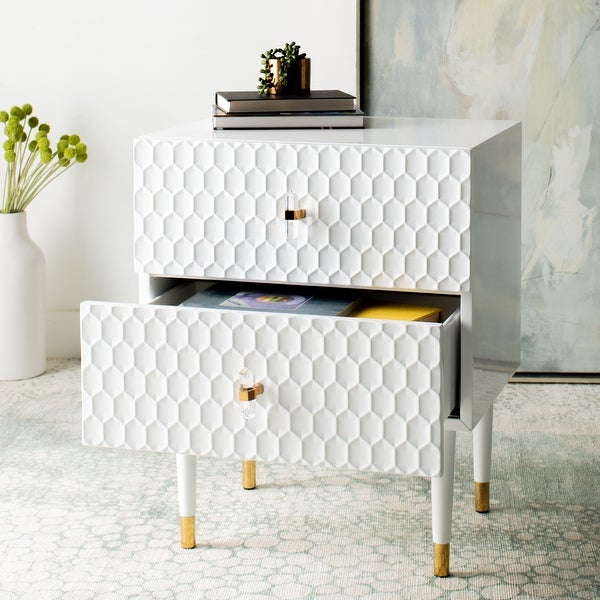 SAFAVIEH Couture Neptune 2 Drawer Side Table - 21.3