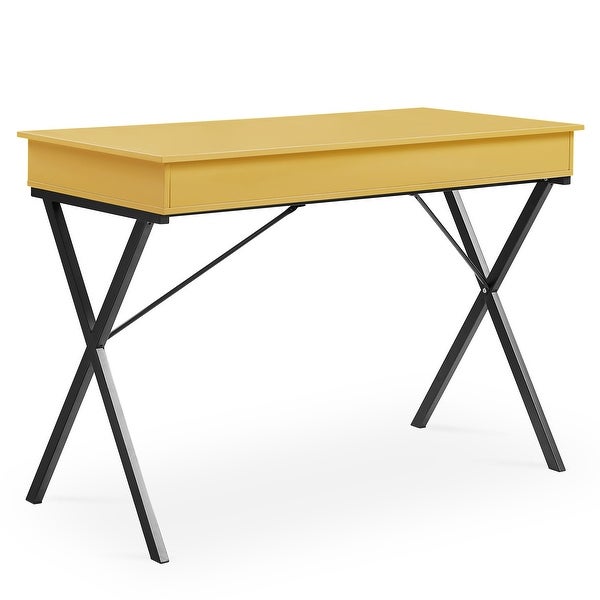 2 Drawers Writing Desk with Stoving Varnish Steel Frame, MDF Table Top