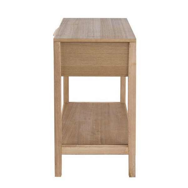 Tia 22 Inch Accent Side Table, Pine Wood, Woven Rattan, 1 Drawer - 22 H x 12 W x 22 L Inches