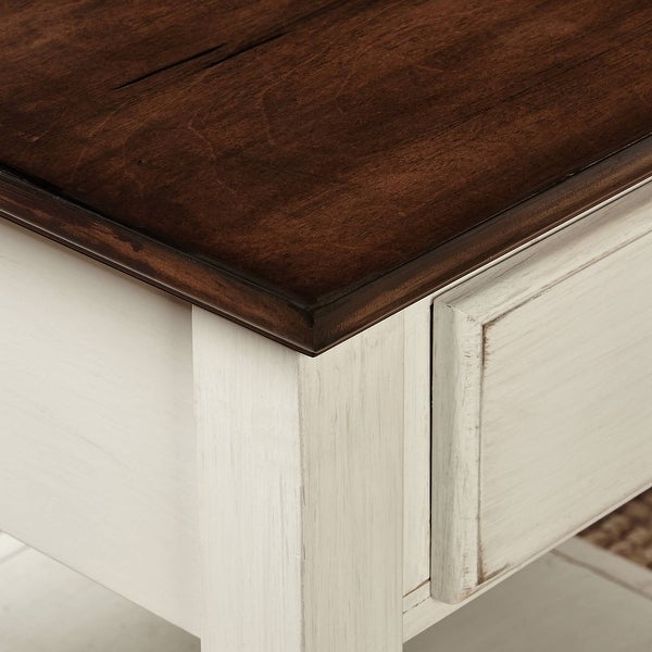TMS Charleston Rectangular Two-Tone Wood Sofa Table, Chestnut Brown and Off-White Finish