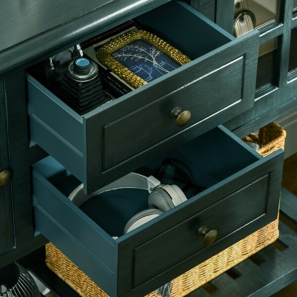 HOMCOM Vintage Console Table with 2 Drawers and Cabinets, Retro Sofa Table for Entryway, Living Room and Hallway