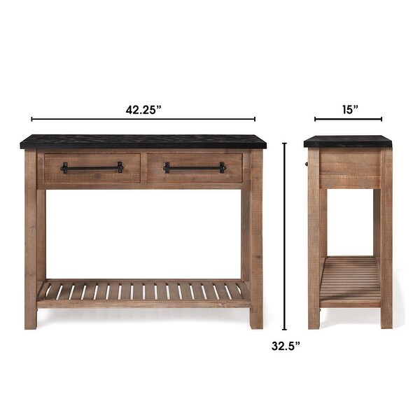 Eugene Rustic Wooden Console Table with 2 Drawers, Brown
