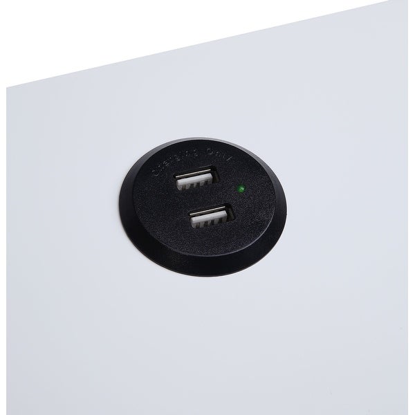 Fierce Side Table (USB Charging Dock) , Wooden Top Drawer with X-Shape Leg