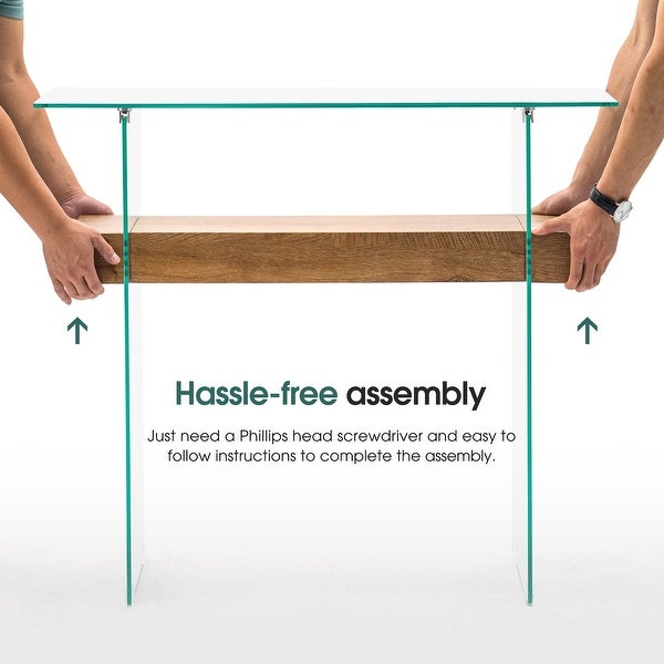 Ivinta Narrow Glass Console Table with Storage, 31.5'' Modern Sofa Table for Small Space