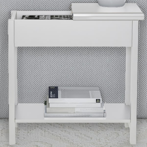 Lavish Home Set of 2 Flip Top Console Tables, White