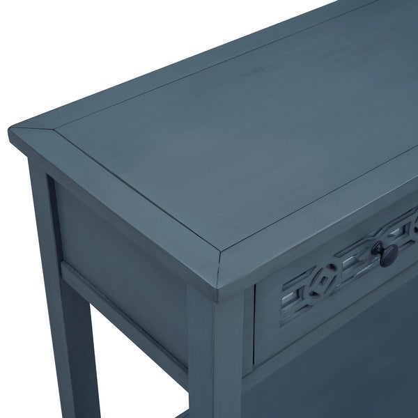 Retro Console Table with Two Top Drawers and Open Shelf