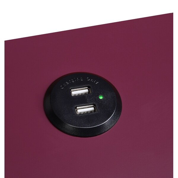 Fierce Side Table (USB Charging Dock) , Wooden Top Drawer with X-Shape Leg