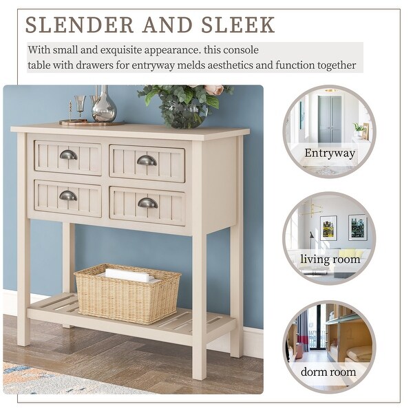 Cambridge Series Buffet Sideboard Console Table with Bottom Shelf (Gray)Narrow for Entryway, Living Room, Hallway - 32.2