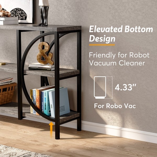 3 Tier Narrow Console Table with Storage Shelves, Industrial Entryway Table Behind Sofa Couch for Living Room