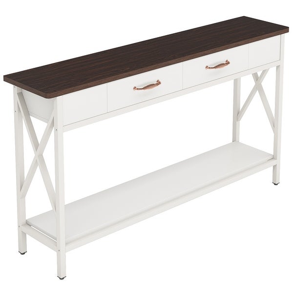 Sofa Table, Narrow Industrial Console Table,Entryway Table with Drawer
