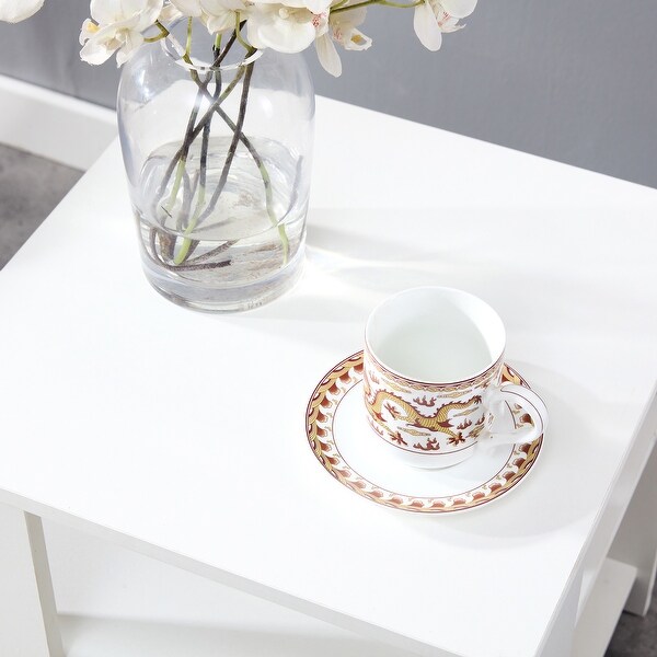 Square wooden Side Table,3-tier End Table