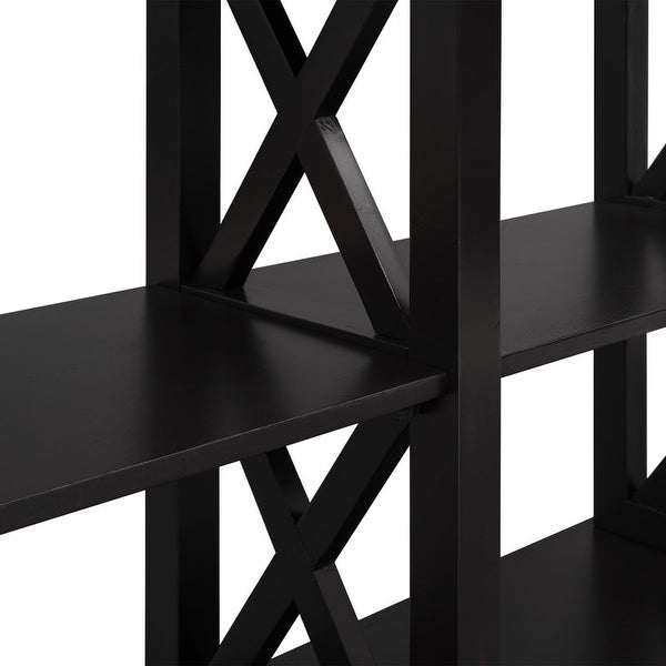 Modern Style Console Table with 3-Tier and Shelves, X Shape Legs