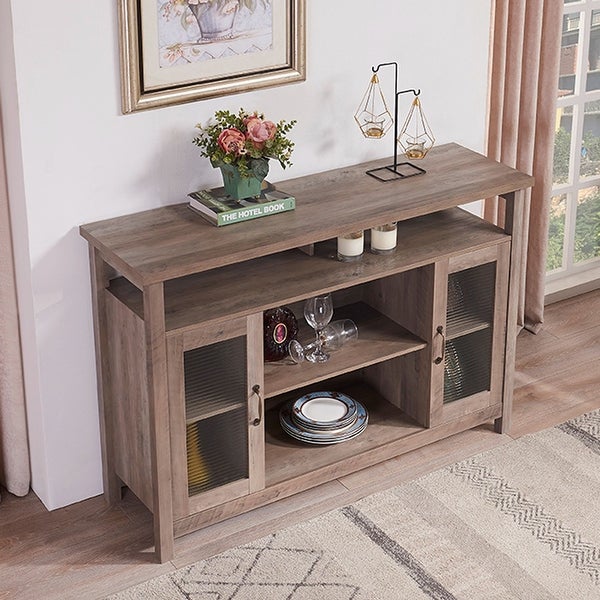 52-Inch Solid Wood Antique Gray Console Table TV Stand