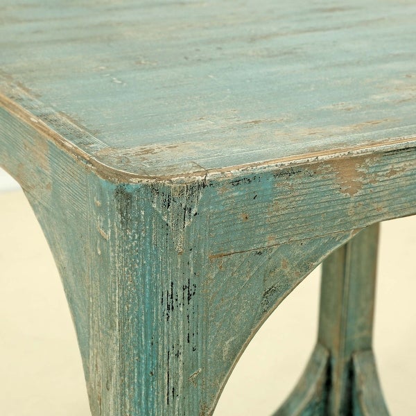 Artissance Versatile Peking Ming Side Table With Weathered Soft Aqua Wash, 24 Inch Tall