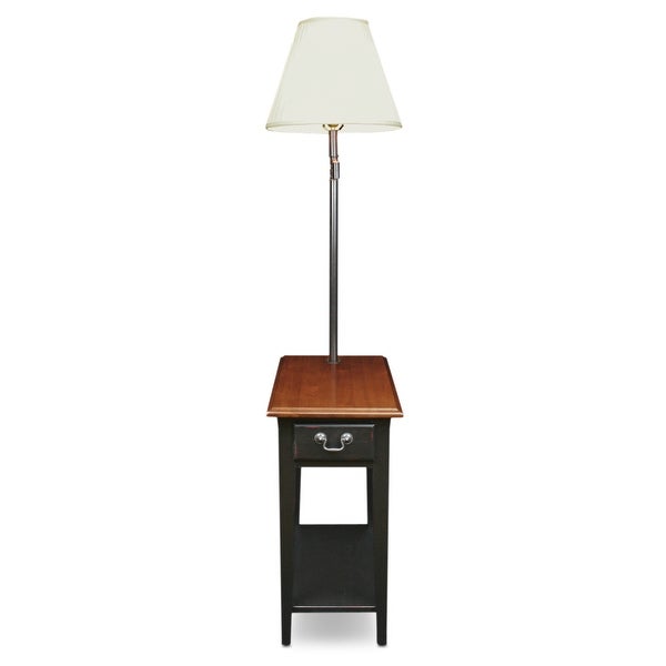 Leick Home 9037-MED One Drawer Swing Arm Lamp Side Table with Shelf, Medium Oak