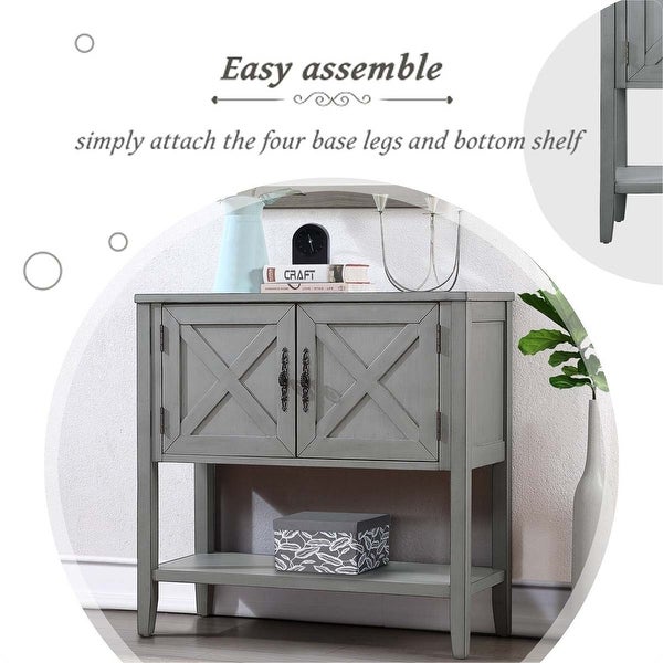 35'' Farmhouse Wood Buffet Sideboard Console Table with Bottom Shelf