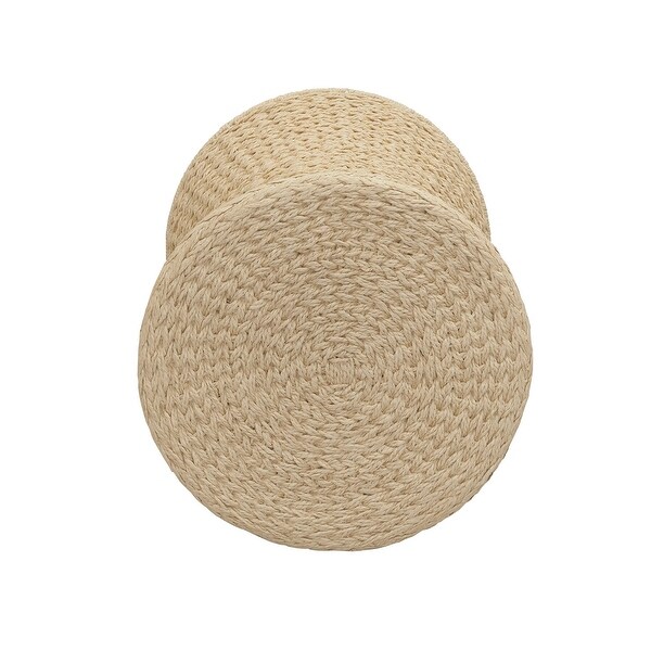 Handwoven Woven Paper Rope Woven Stool, Elegant Woven Braid with Sturdy Metal Frame, Beautiful Hourglass Profile, Multipurpose