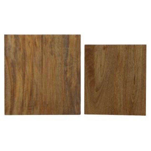 18, 15 Inch Rectangular 2 Piece Mango Wood Nesting Side Table Set with Grain Details, Brown - N/A