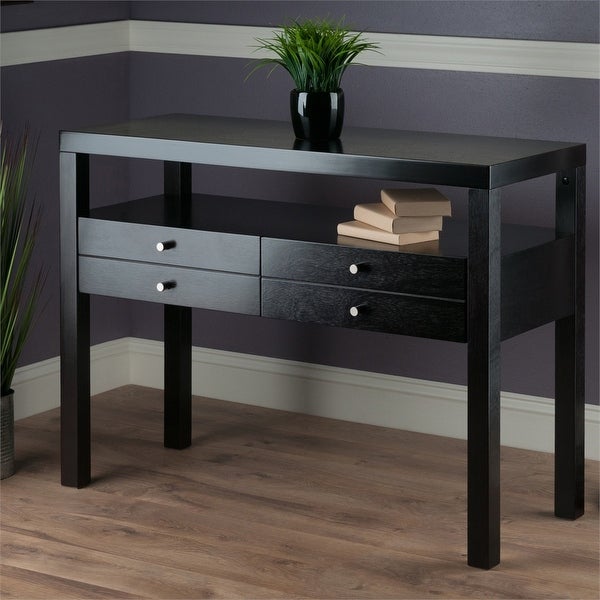 Wood Copenhagen Console Table, 2-Drawers, Espresso Finish