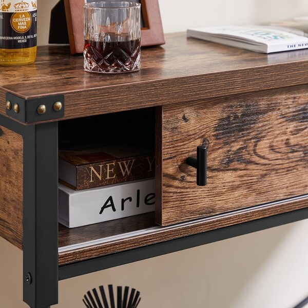 VECELO, Taomika Industrial Rustic Entryway/Console Sofa Table