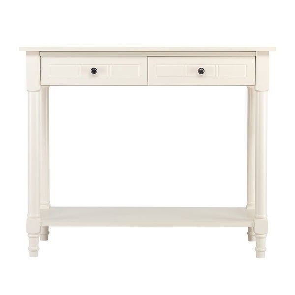 2-Tier Console Table with 2 Drawers, Sofa Table with Storage Shelves