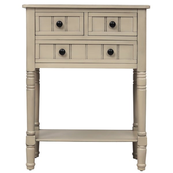 Narrow Console Table, Slim Sofa Table with Three Storage Drawers