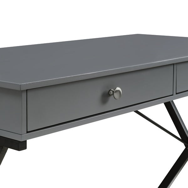 2 Drawers Writing Desk with Stoving Varnish Steel Frame, MDF Table Top
