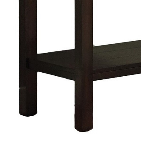 Wood and Marble Console Table with Open Shelf, Brown and Gray