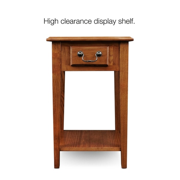 Leick Home 9041-MED One Drawer Square Side Table with Shelf, Medium Oak