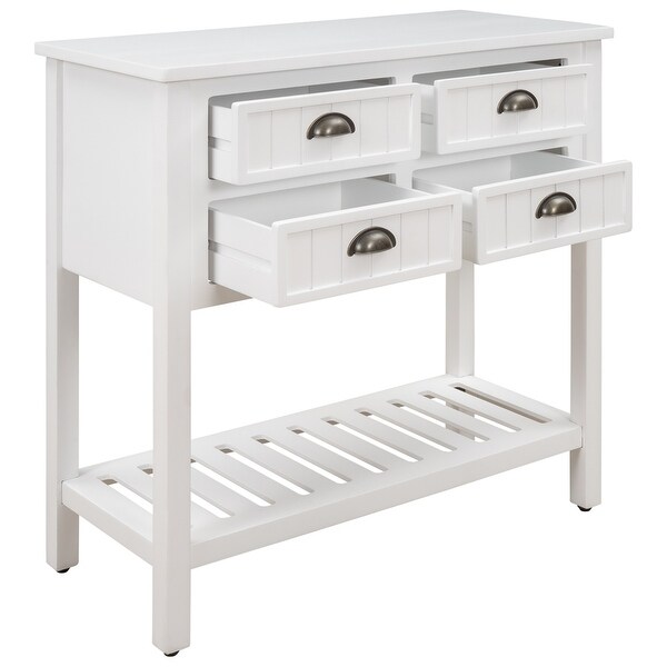 Merax Console Table with 4 Storage Drawers and Slatted Shelf
