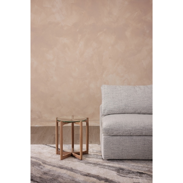 Aurelle Home Heatra Modern Solid Wood Round Glass Top Side Table