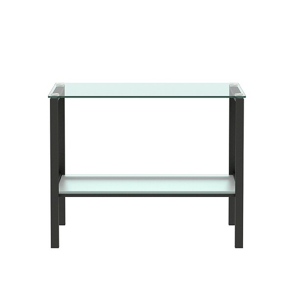 Rectangular Console Table, Double-layer Tempered Glass Porch Table