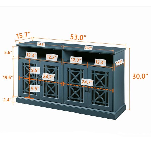 Wooden TV Console, Storage Buffet Cabinet, Sideboard with Glass Door and Adjustable Shelves for Living Room