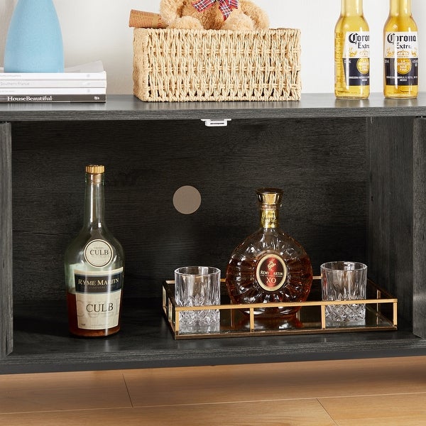 54.3''W X 15.7''D X 40.6''H Bar Cabinet, Console Table with Shelves and Wheel