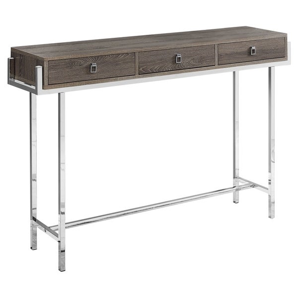 Accent Table, Console, Entryway, Narrow, Sofa, Storage Drawer, Living Room, Bedroom, Metal, Laminate, Chrome