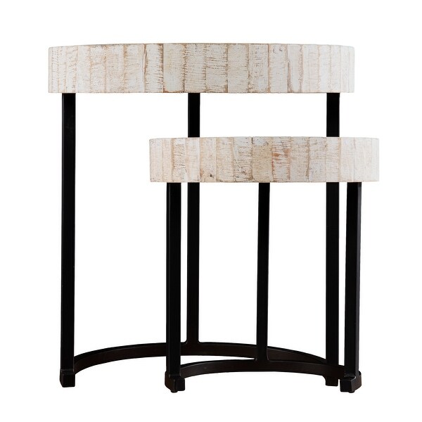 SEI Furniture Karelia Nesting Side Tables, Whitewashed/Black, Set of 2