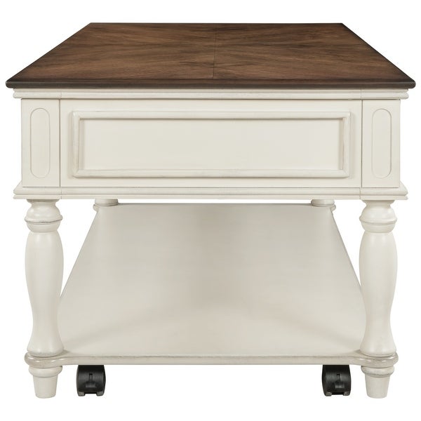 Retro Cocktail Table Coffee Table Easy Assembly Movable for Living Room, Bedroom