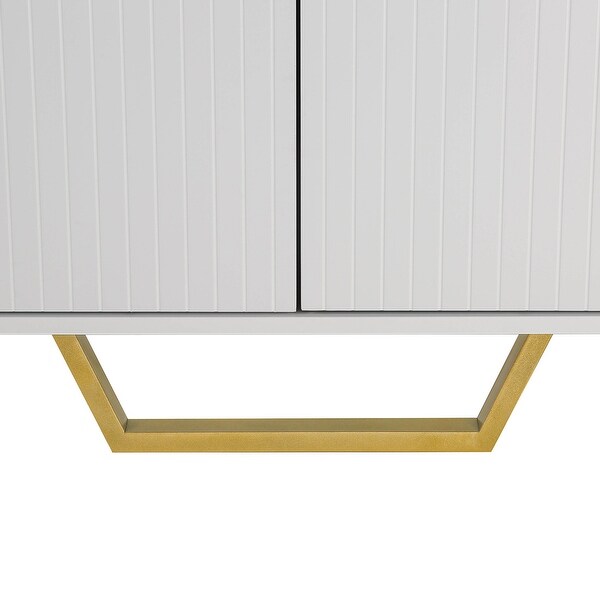 Modern sideboard with Four Doors, Metal handles and Legs and Adjustable Shelves Kitchen Cabinet