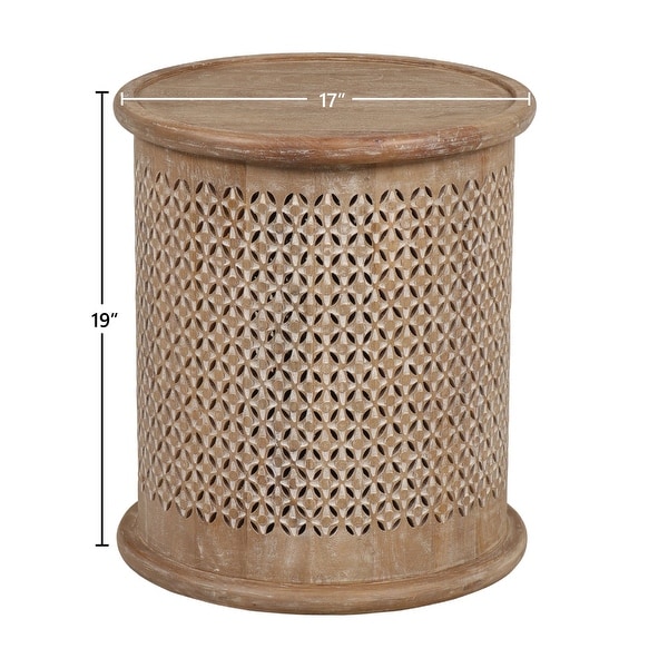 Sumter 17-inch Diameter Mango Wood Drum Side Table