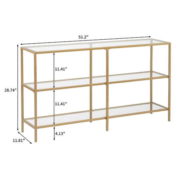 Metal Frame Console Table with Tempered Glass Living Room, Hallway