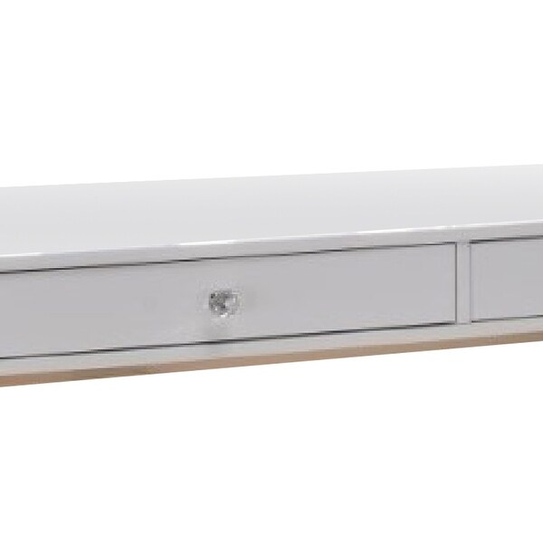 47 Inch Desk Console Table, 2 Drawers, Metal Frame, White, Gold