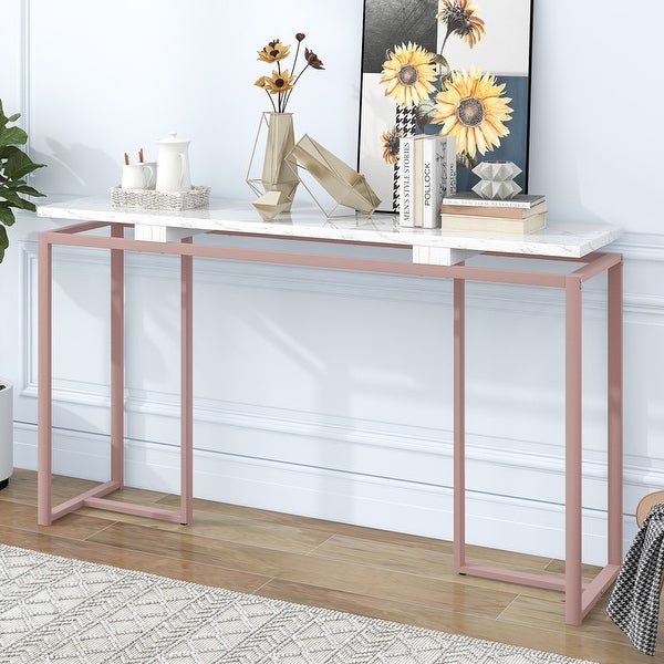 Modern Console Table, Extra Long Entryway Table with Metal Frame for Entryway, Hallway, Living Room, Foyer, Corridor