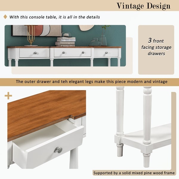 Solid Wood Console Table, with Storage Shelf and Drawer
