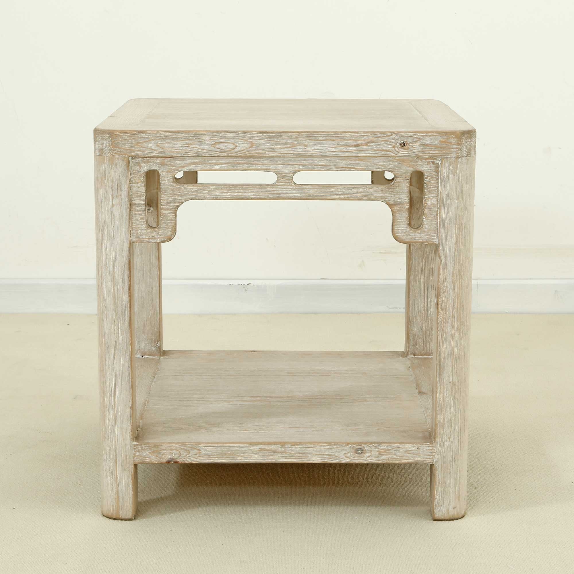 Artissance Peking Ming Arch Side Table Weathered White Wash, 24 Inch Tall