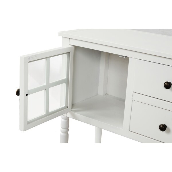 Sideboard Console Table with Bottom Shelf, Farmhouse Wood/Glass Buffet Storage Cabinet Living Room