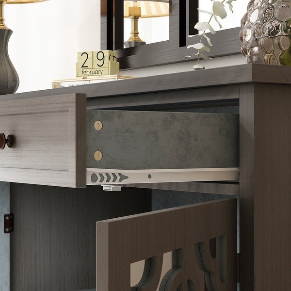 Mid Century Modern Storage Cabinet Mirrored Accent Console Table Glaze