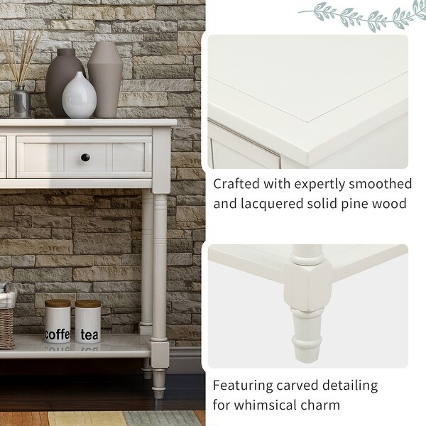 Traditional Console Table with Two Drawers, Sofa Table with Bottom Shelf