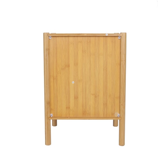 1 Door nightstand,Bamboo Mid Century Modern Nightstand,Bedside Table Accent End Table Side Table for Bedroom