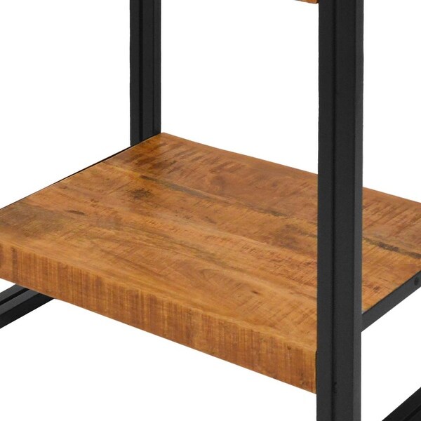 24 Inch Wooden Farmhouse Side Table with Open Compartment, Brown and Bronze - 16 L X 24 W X 24 H Inches