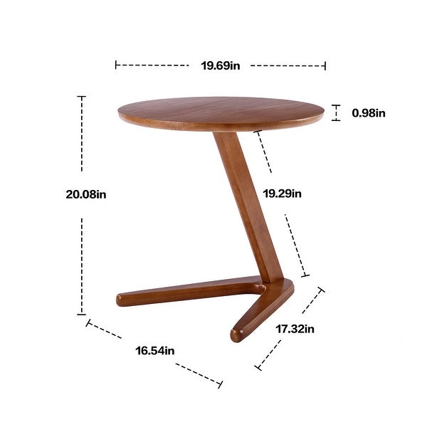Side Table Round, Small Coffee Table Modern Solid Rubber Wood End Table for Living Room /Bedroom/ Office, V-Shaped Base